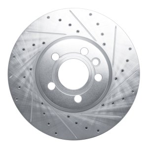 Volkswagen EuroVan Brake Rotor (1) - Front Right - R1 Concepts - Drilled & Slotted - Silver - `01-`03